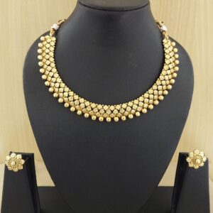 Antique Gold Plated Jewellery Party wear Necklace Set / Delicate Necklace Set / Birthday Gift Jewelry / Daily wear Necklace Set / Lightweight Necklace Set / Necklace For Girls / Necklace Set For Women