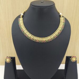South Indian Campo Jewellery Beautiful Round Stone Party wear Rajwadi Polish Necklace Set