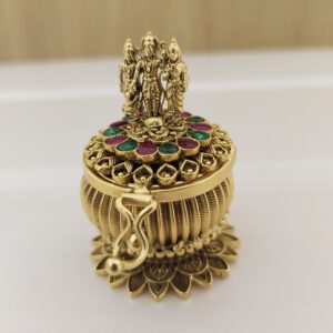 Tezshree Ram Darbaar Kumkum Box / Ram Parivar Sindoor Dabbi / Wedding Gift Sindoor Dabbi / Gold Finish Kumkum Box / Brass Kumkum Dabbies
