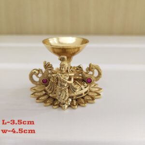 Tezshree Radha Krishna Brass Copper Diya Wedding Gift Pooja Accessories